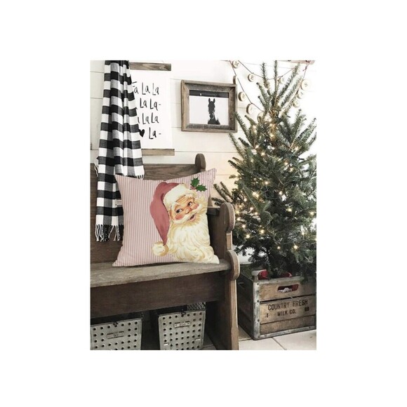 RABUSOFA Pink Santa Claus Christmas Tree Pillow Covers 18 x 18-Inch, Cute!! New! - Picture 5 of 6